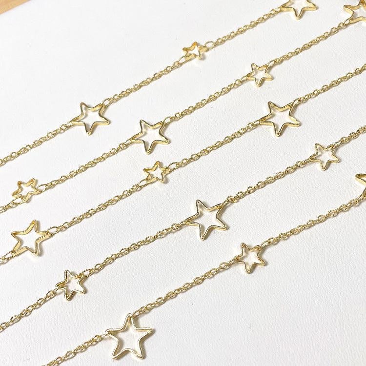 2 Meter dünne Sternkreis-Kabelkette mit flachem O-Glied aus 14-karätigem GF