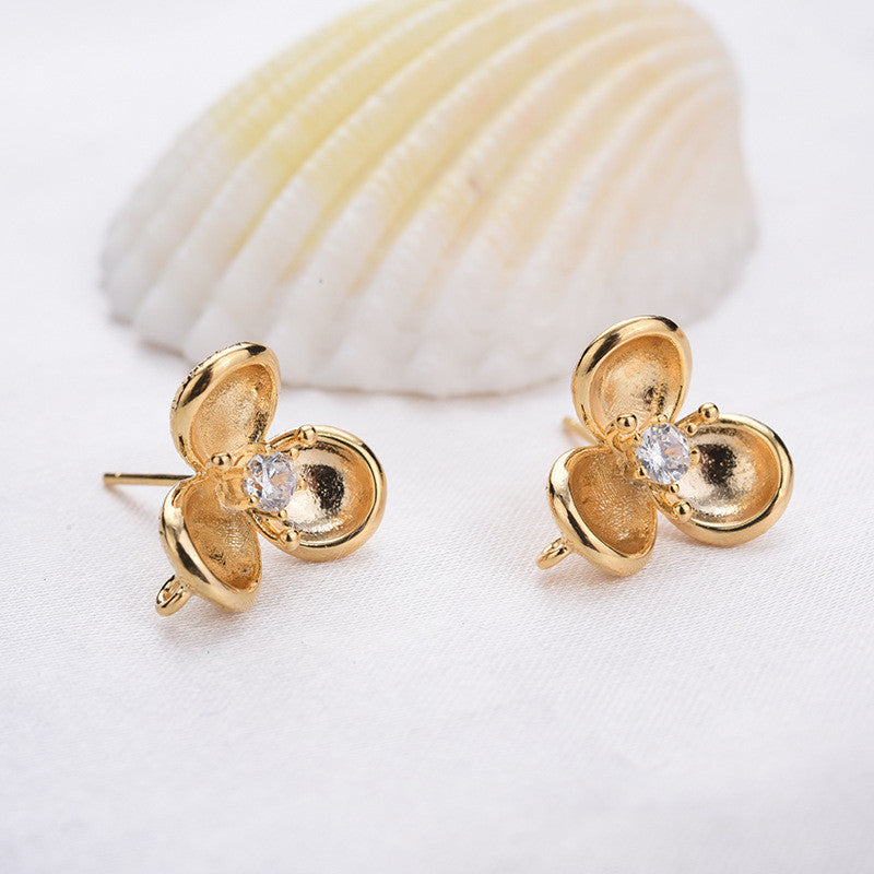 20 boucles d'oreilles à tige florales avec boucle d'oreille ornée de strass 14K GF