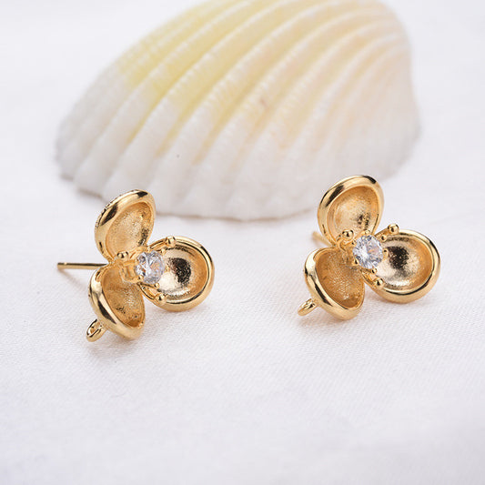 20 boucles d'oreilles à tige florales avec boucle d'oreille ornée de strass 14K GF