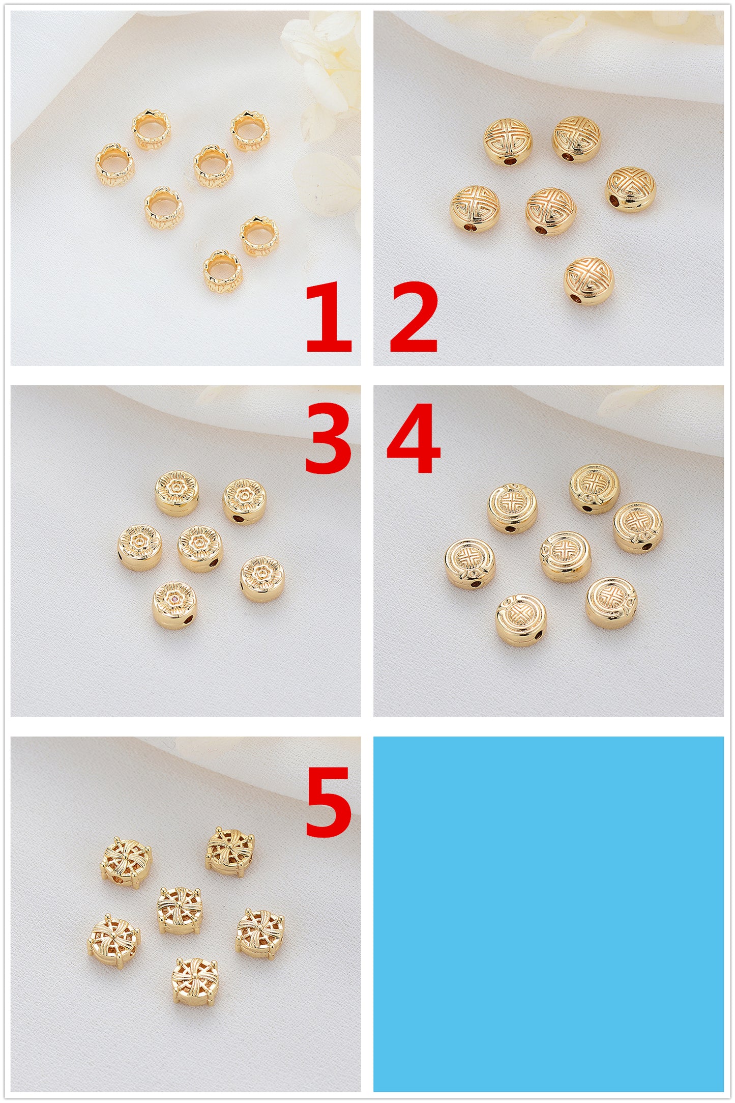 10 Roundelle Bead Charm 14K GF Charm Beadwork Spacer