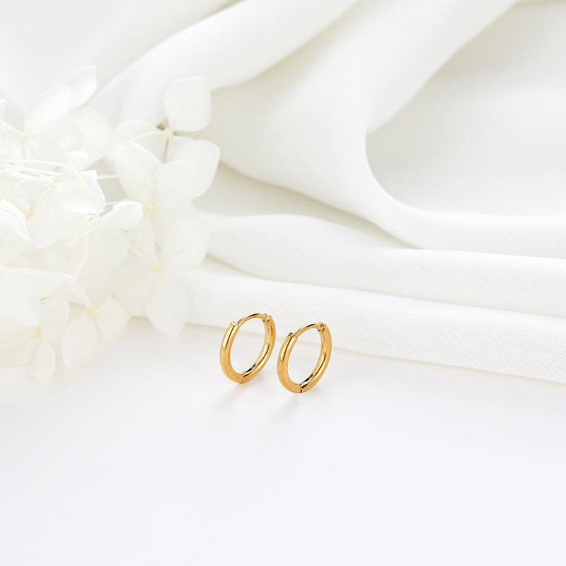 4 Plain Round Circle Hoop Earring 14K GF Earing