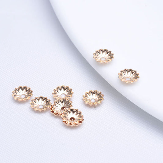 100 tasse de capuchon de perles florales 14K GF, entretoise de perles de charme