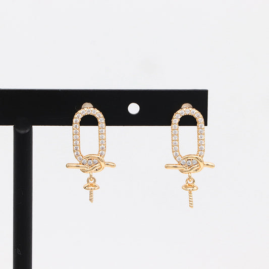 4 ovale Kreis-Ohrstecker, 14 K GF, halbgebohrte Perlen, Rohling