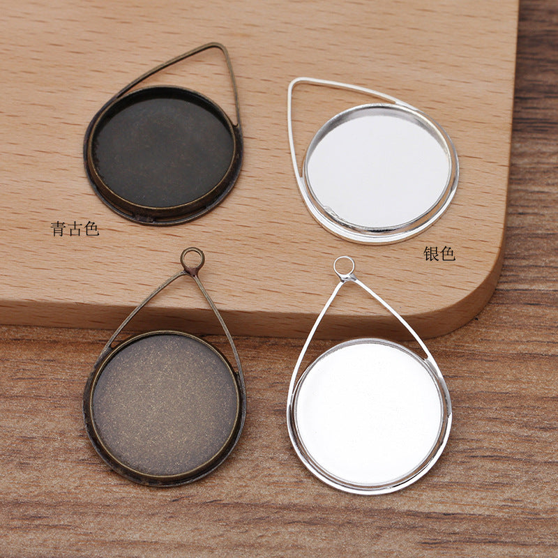 100 Round Cabochon Bezel Cup Waterdrop Star Charm Pendant 18KGP 20mm Flat Back Blank Base Gemstone Setting