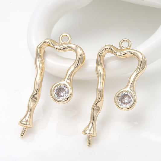 2 pendentifs à breloques en bâton courbé fondant strass embellis 14K GF perle à moitié percée perle vierge