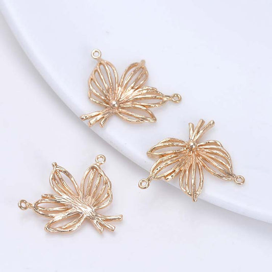 20 connecteurs de charme floral à double boucle 14K GF