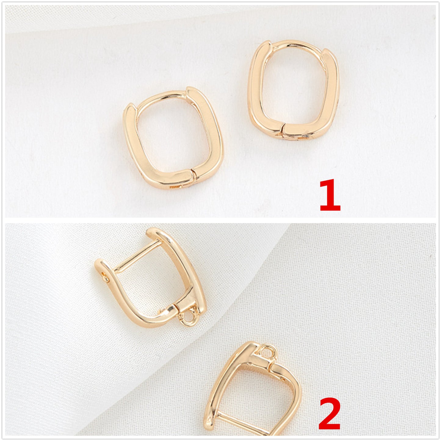 4 Plain Circle Hoop Earrings 14K GF Earing