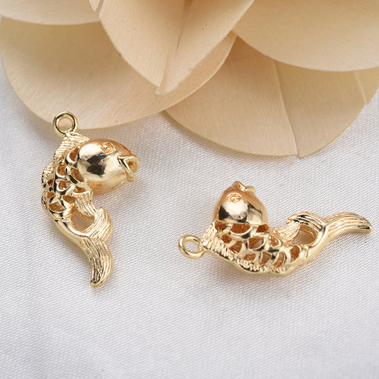 20 pendentif à breloque poisson carpe creuse 14K GF