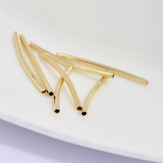 20 perles de charme de tuyau brillant courbé 14K GF entretoise de perles