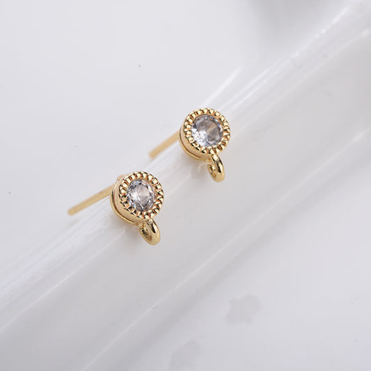 20 boucles d'oreilles en pierre ronde avec boucle strass embellie 14K GF boucle d'oreille en fil d'oreille