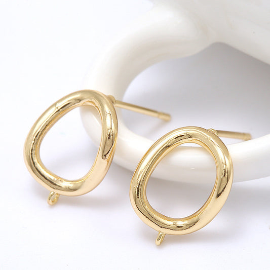 4 boucles d'oreilles à tige en cercle ovale brillant avec boucle d'oreille 14K GF
