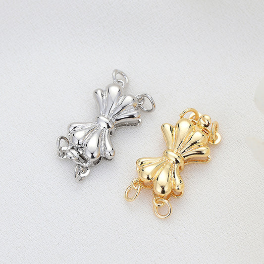 2 zweireihige Schleifen-Steckverschlüsse aus 14 Karat GF für Halsketten und Armbänder