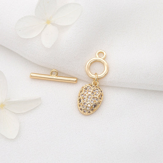 2 runde Kreis-OT-Verschlüsse, 14K GF Strass verziert, Schildkrötenpanzer-Charm-Verschlüsse, Verbinder