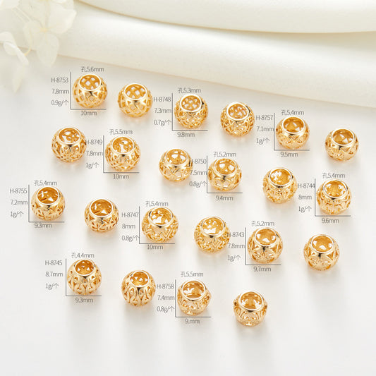 10 winzige hohle Gitter-Kreuz-Iris-Trommelsäulenperlen 14K GF Charm Beadwork Spacer