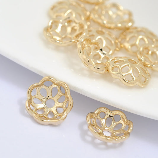 20 capuchons de perles florales, tasse 14K GF, entretoise de perles de charme