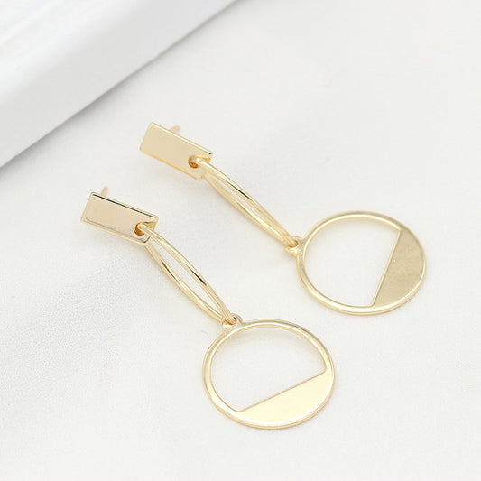 Boucles d'oreilles à tige avec 4 breloques rondes en forme de cercle, 14 carats, GF