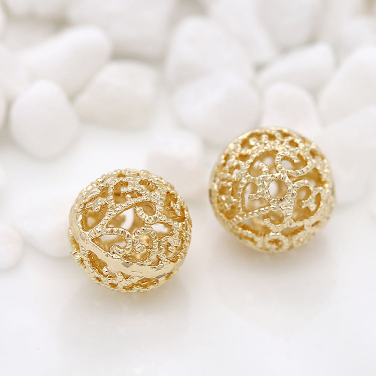 10 perles rondes creuses 14K GF, breloque en cuivre, entretoise de perles
