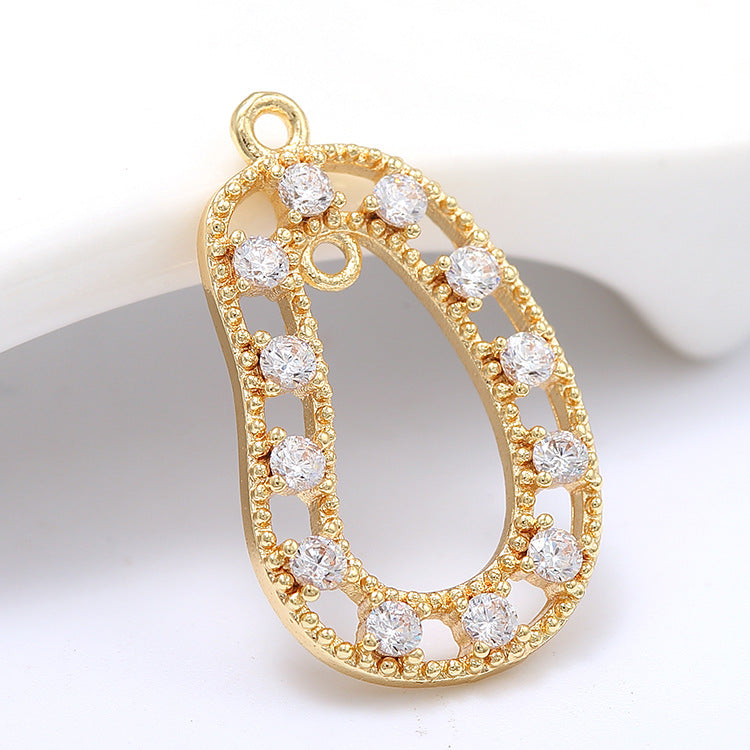 2 Round Honeycomb Star Waterdrop Circle Charm Pendant Rhinestone Embellished 14K GF