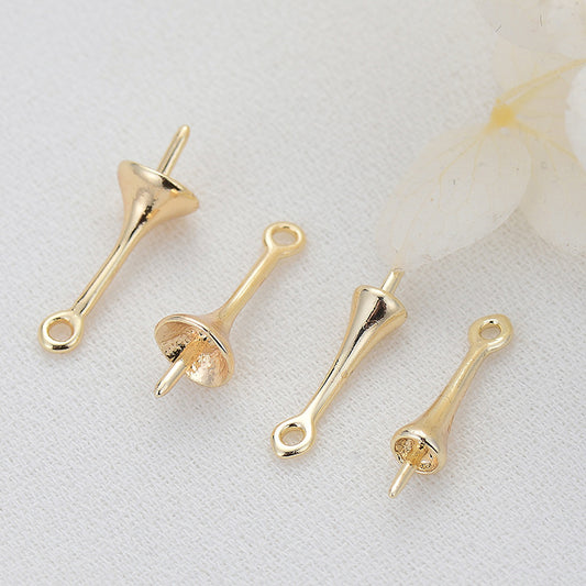 10 schlichte Kegel-Charm-Anhänger aus 14K GF, halbgebohrte Perle, Rohling