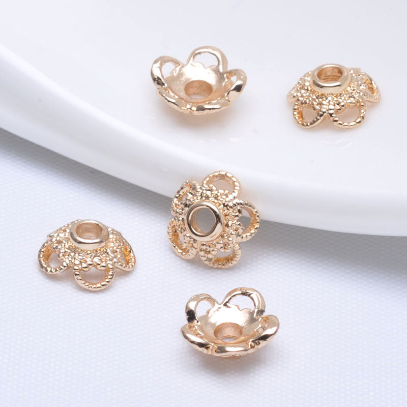 40 bonnets de perles florales, tasse 14K GF, breloques, entretoise de perles