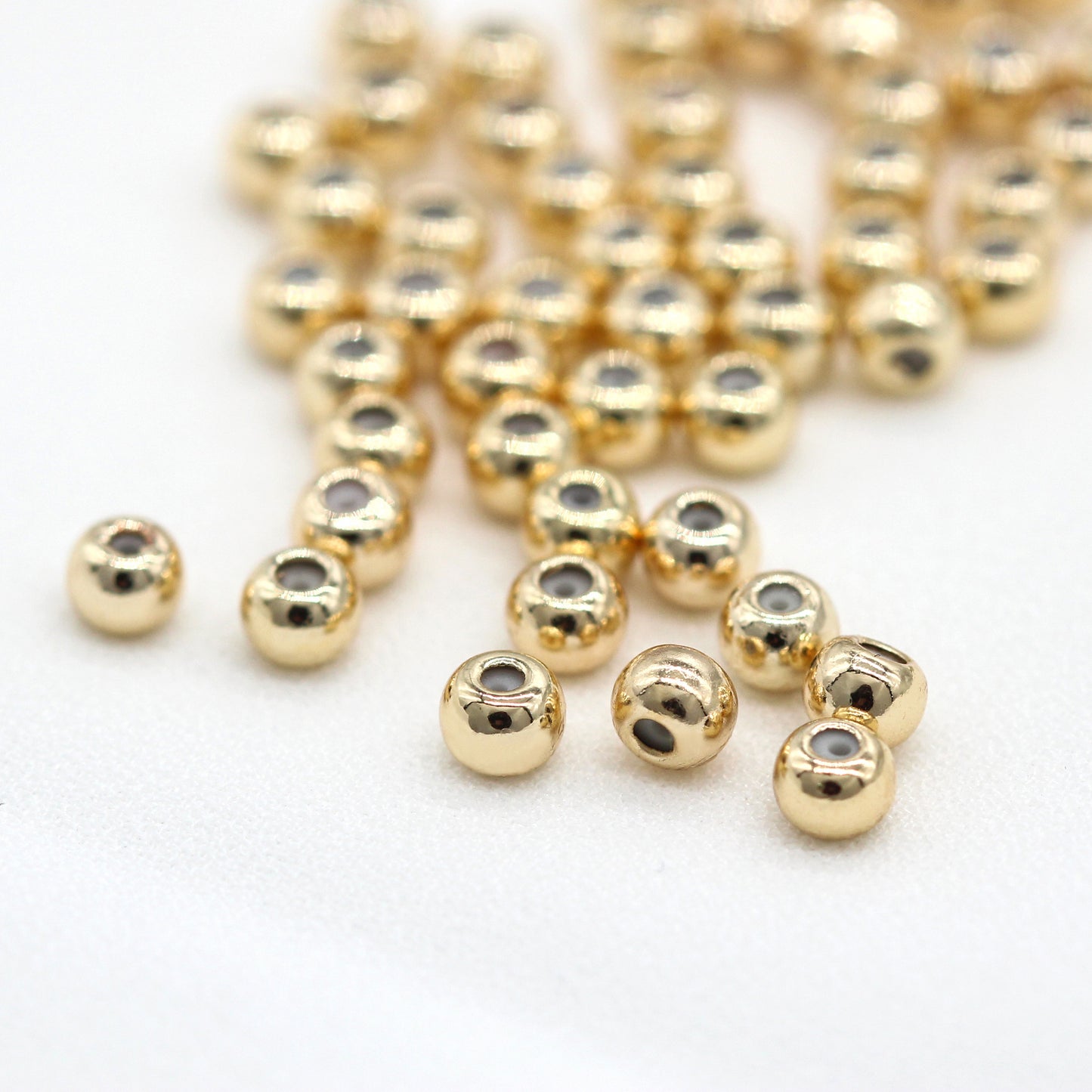 50 perles de positionnement rondes, breloques en Silicone 14K GF, entretoise de perles