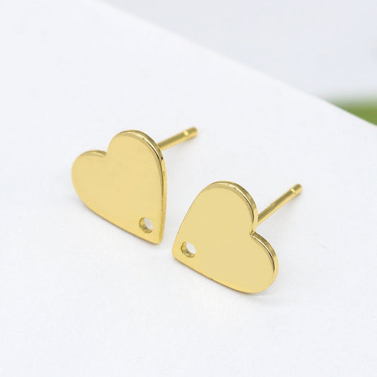 4 boucles d'oreilles coeur brillant avec trou 14K GF Earing