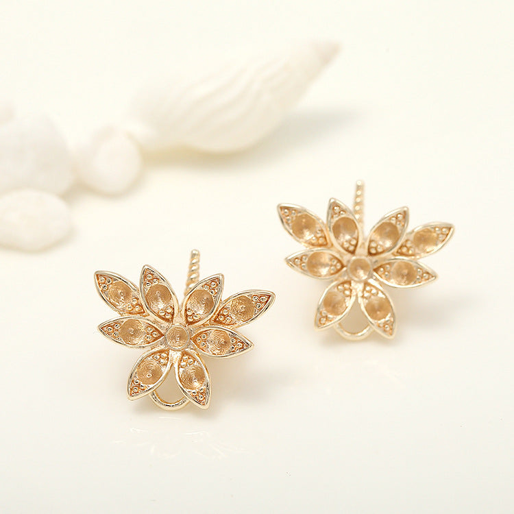 5 pendentif à breloque florale strass embelli 14K GF perle semi-percée perle vierge