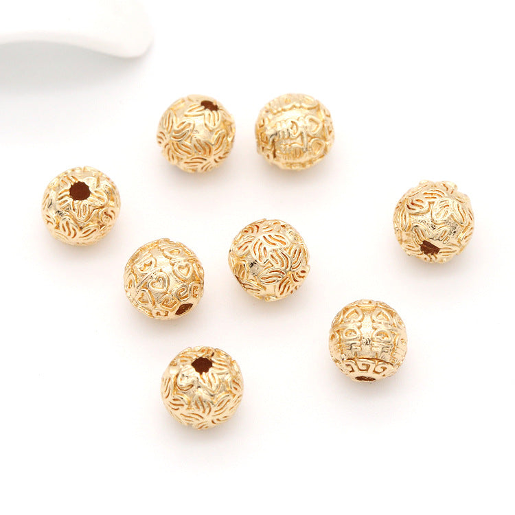10 geschnitzte runde Perlenstücke aus 14K GF Kupfer Charm Perlenarbeit Spacer