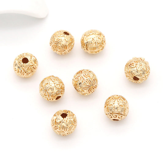 10 geschnitzte runde Perlenstücke aus 14K GF Kupfer Charm Perlenarbeit Spacer