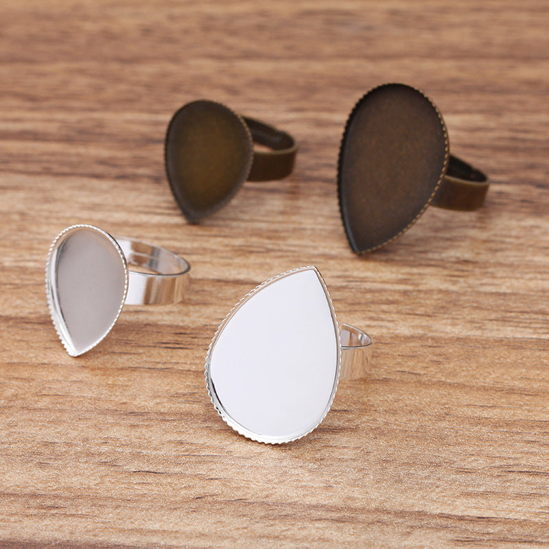 50 Serrated Edge Bezel Cup Openable Circle Ring Silver Plated 13x18mm 18x25mm Waterdrop Cabochon Blank Base Gemstone Setting