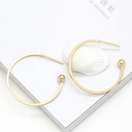10 boucles d'oreilles à tige épaisses en demi-cercle brillant 14K GF Earing