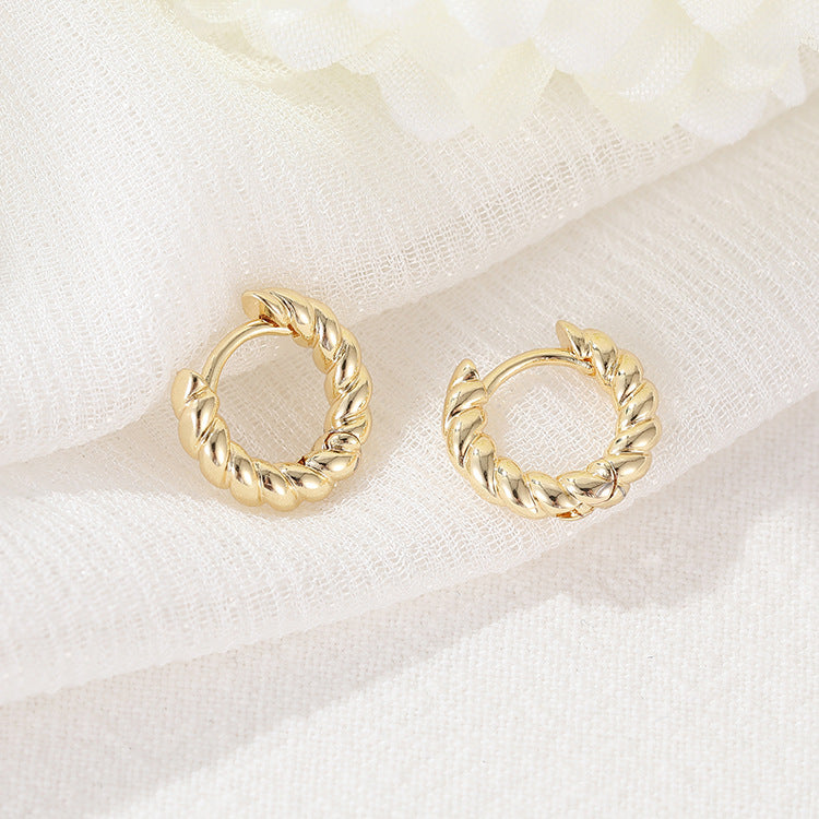 4 boucles d'oreilles créoles épaisses en cercles torsadés 14K GF Earing