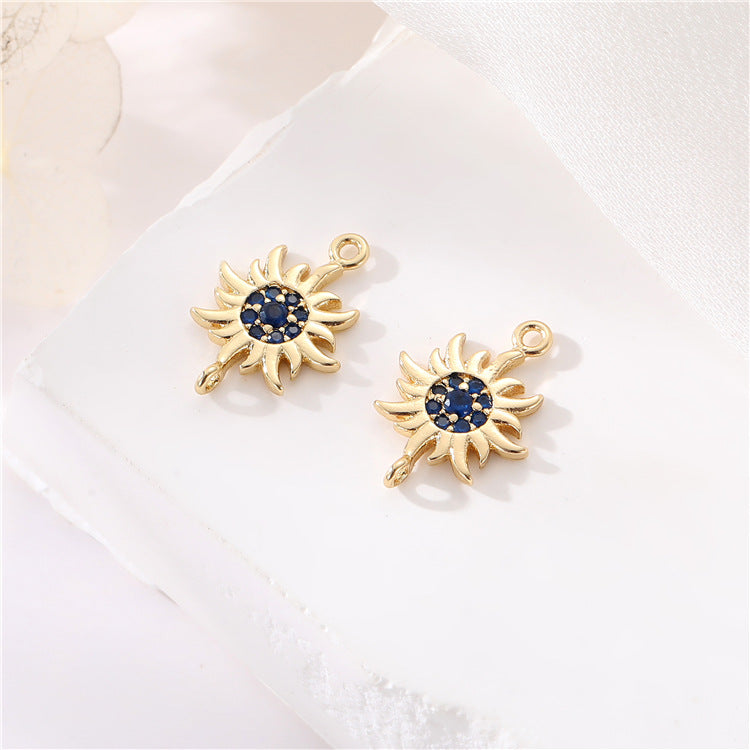 2 Double boucle Soleil Saturne Infini Floral Étoile Charme Connecteur Strass Embelli 14K GF