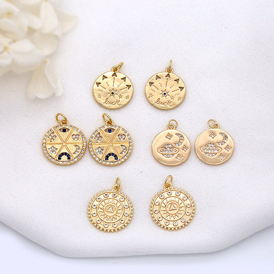 Pendentif à breloque en forme d'étoile à 2 flèches, orné de strass, 14K GF
