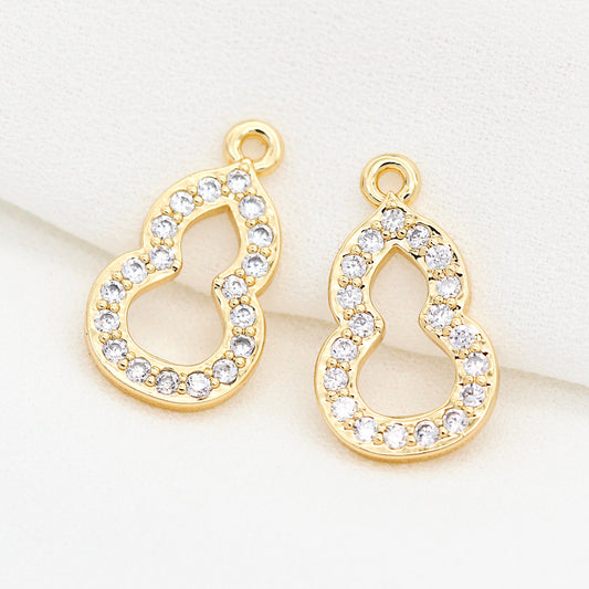 10 Gourd Circle Charm Pendentif Strass Embelli 14K GF