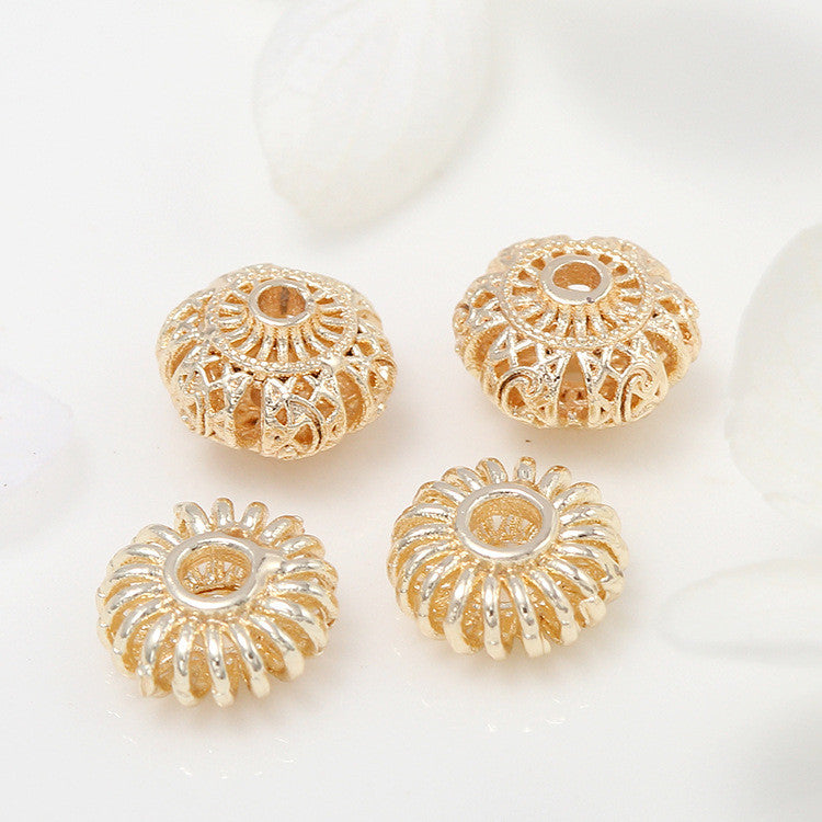 10 minuscules perles rondes creuses, pièce d'espacement de perles en cuivre 14K GF