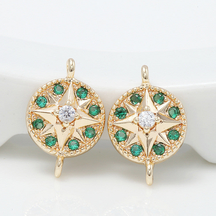 2 connecteurs de charme étoile à double boucle ornés de strass 14K GF