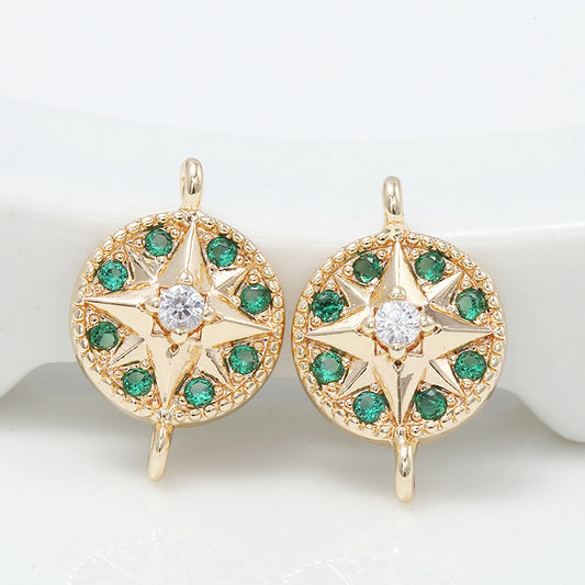 2 connecteurs de charme étoile à double boucle ornés de strass 14K GF