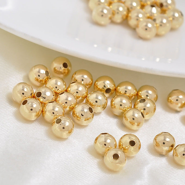 Perle ronde brillante en cuivre 14K GF, 100g, entretoise de perles
