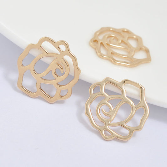 20 pendentif à breloque pièce florale rose creuse 14K GF