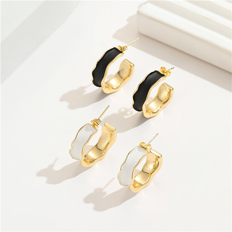 4 boucles d'oreilles demi-cercle en émail époxy 14K GF
