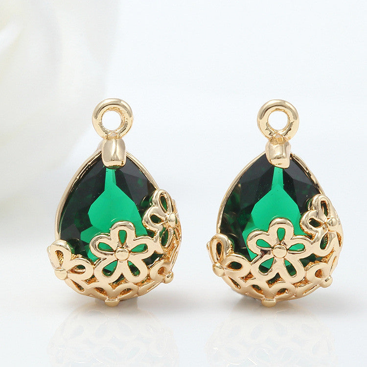 2 pendentifs à breloque goutte d'eau ornés de strass 14K GF