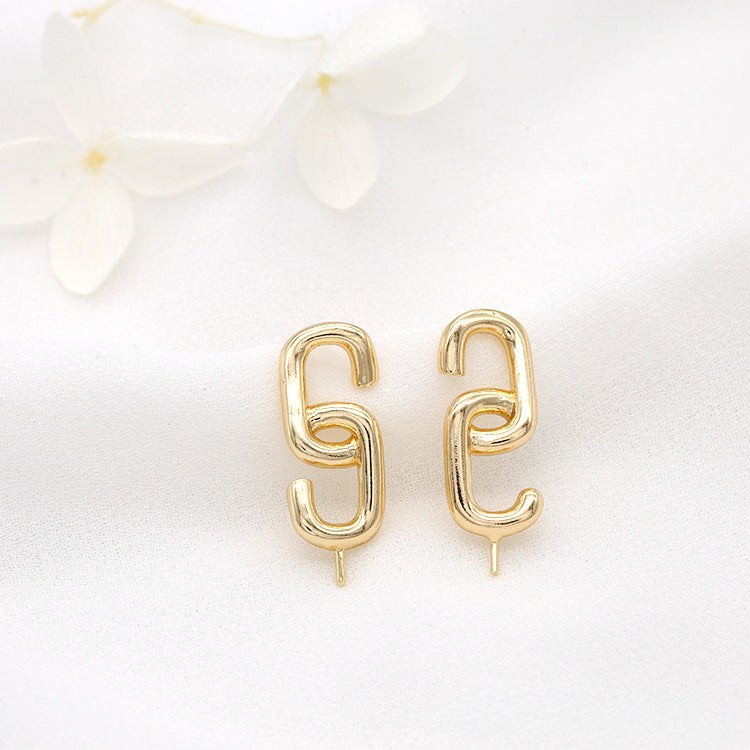 4 boucles d'oreilles à tige Double C 14K GF, perle semi-percée, vierge