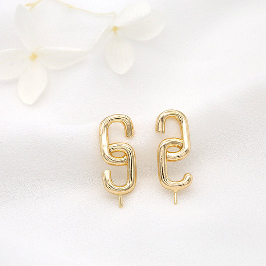 4 boucles d'oreilles à tige Double C 14K GF, perle semi-percée, vierge