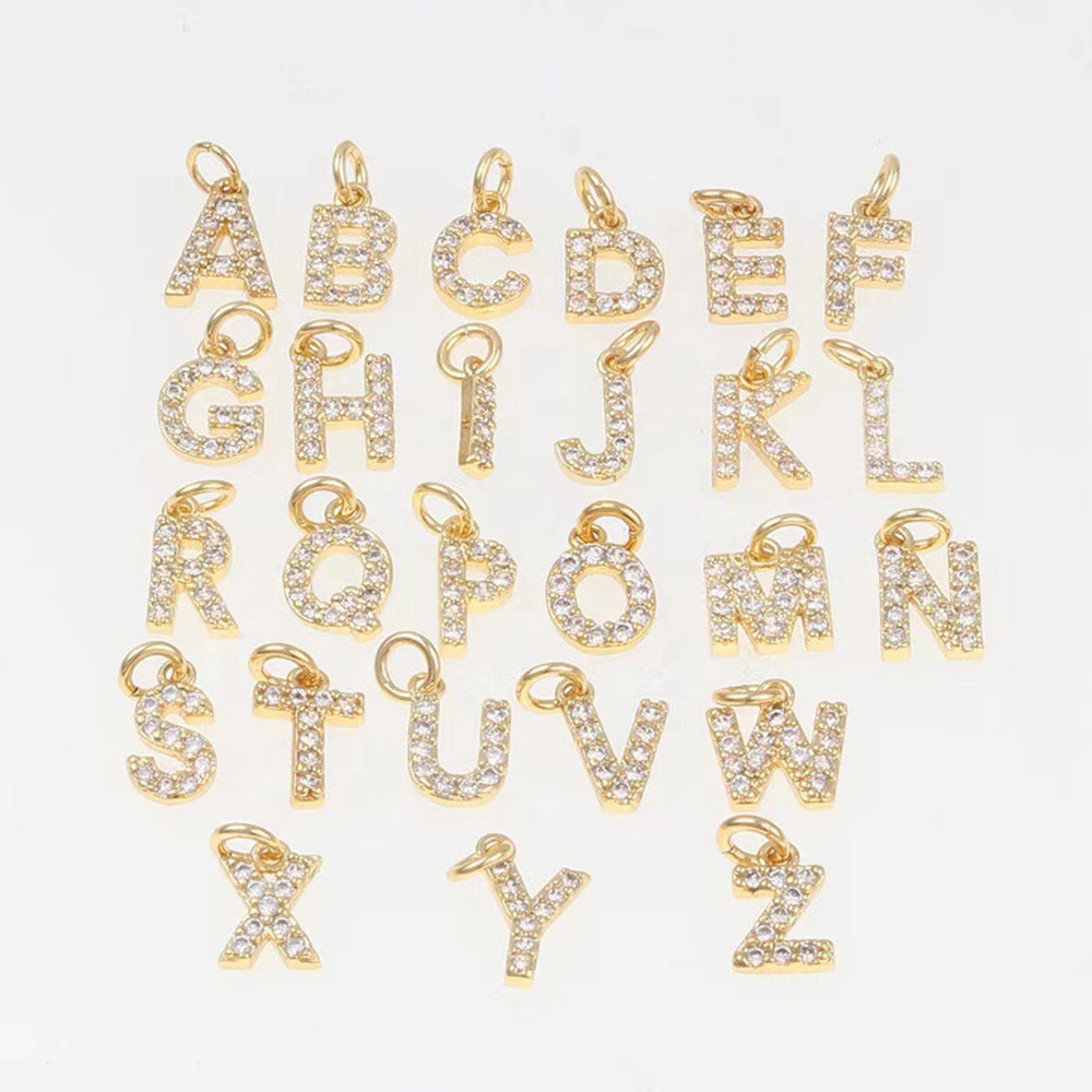 2 minuscules initiales Alphabet AZ Charm Pendentif Strass Embelli 14K GF