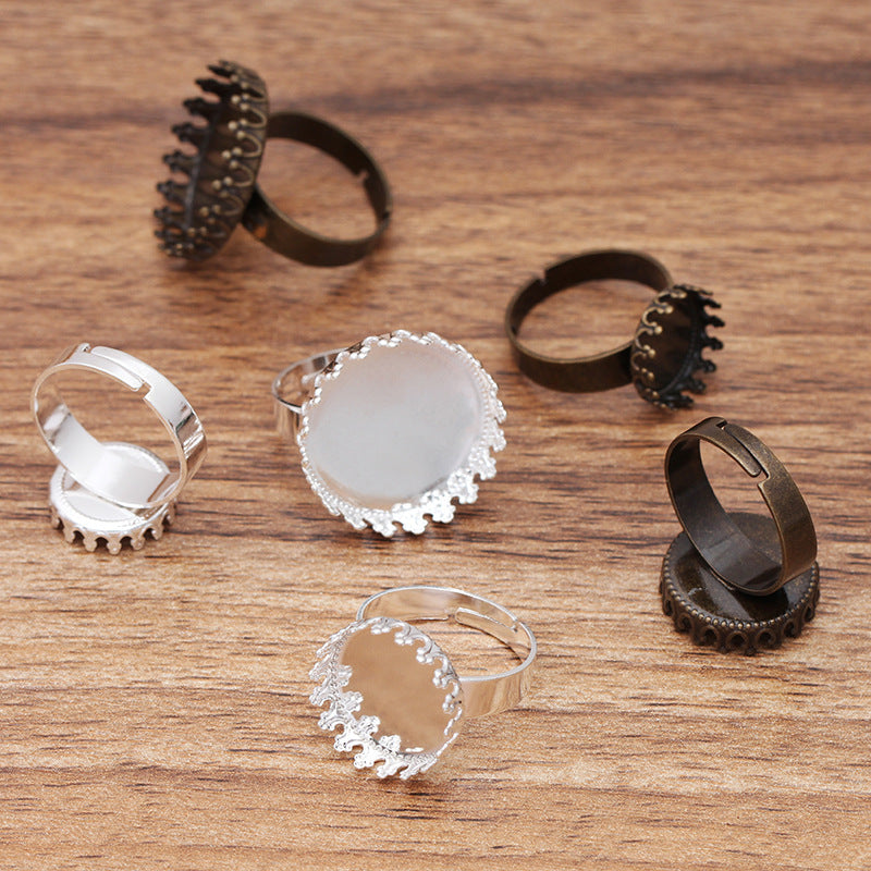 200 Crown Edge Bezel Cup Openable Circle Ring Silver Plated 12mm 15mm 20mm Round Cabochon Blank Base Gemstone Setting