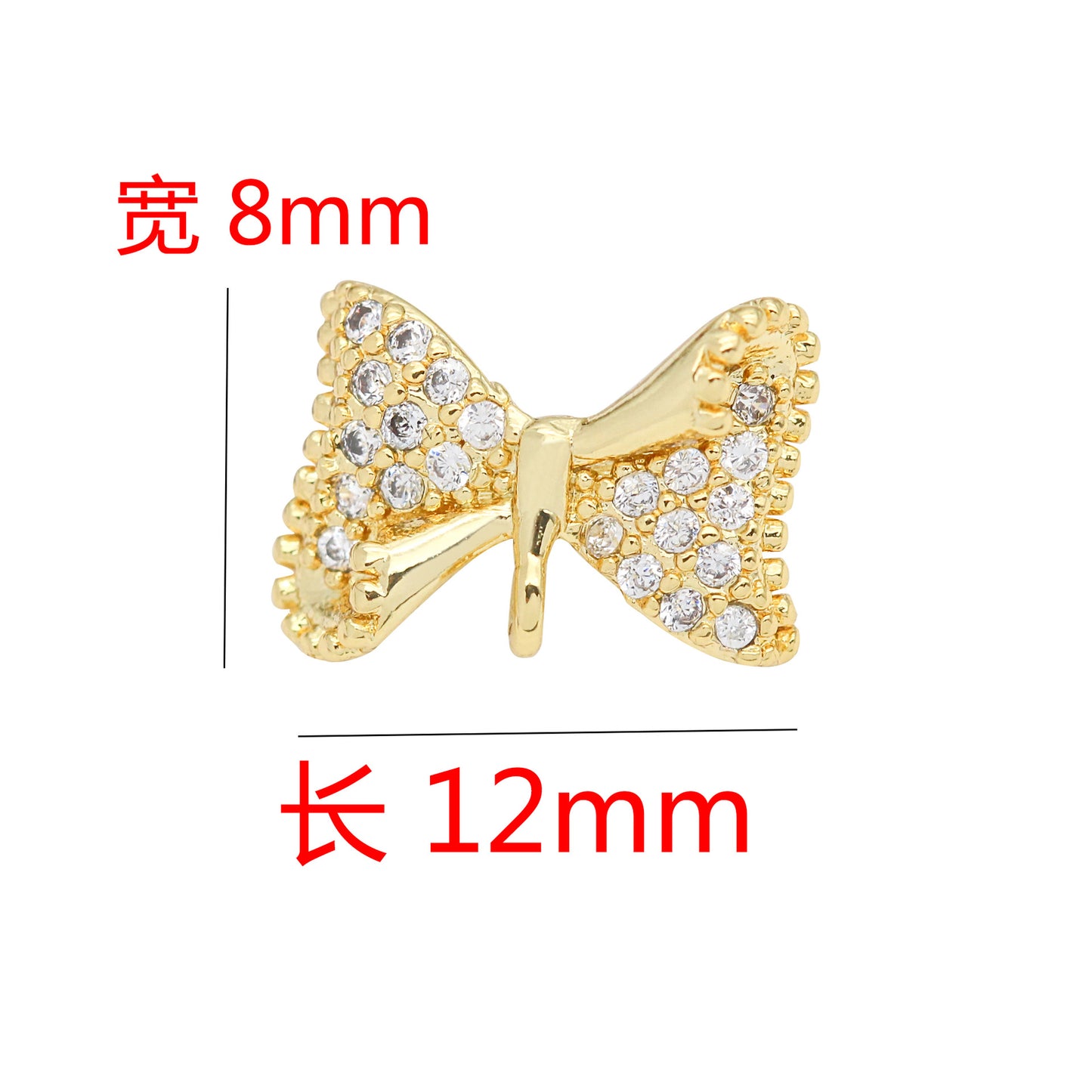 10 Ohrstecker mit Schleife und Öse, 14 Karat GF-Strassverzierung