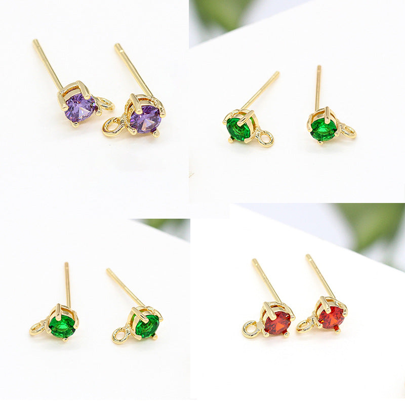 20 boucles d'oreilles à tige en pierre ronde avec boucle 14K GF, ornées de strass