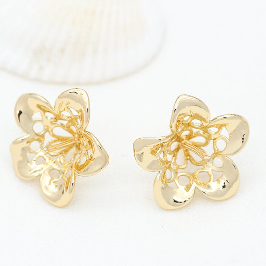 10 pendentif à breloque florale creuse 14K GF perle semi-percée perle vierge