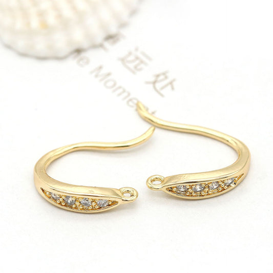 Boucles d'oreilles à 4 crochets avec boucle ornée de strass 14K GF